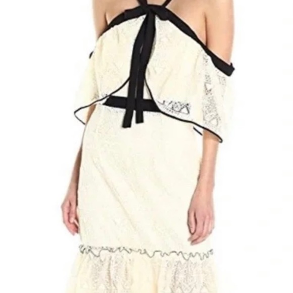 Anthropologie Adelyn Rae Marissa Lace Flounce Dress in Ivory - Picture 2 of 12